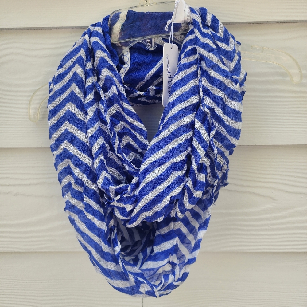 NWT Blue and White Chevron Infinity Scarf